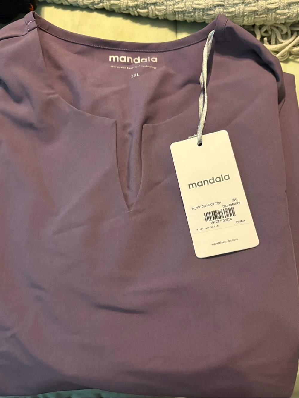 Mandala Women's Notch Neck Top in Dusty Lavender - 2XL
